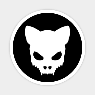 Devil Cat’s Skull in White Magnet